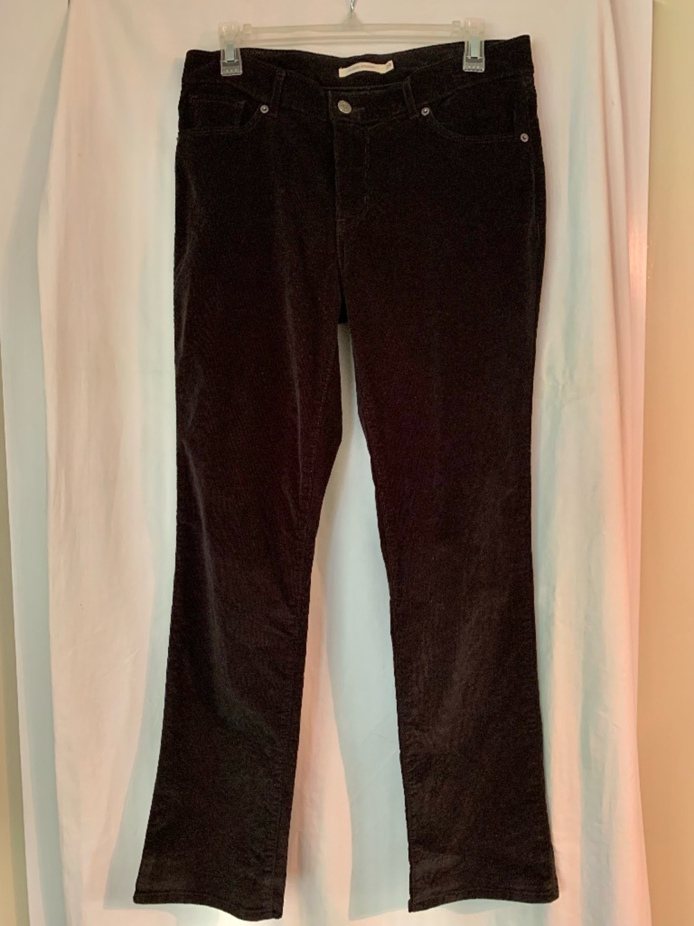Levi's black corduroy straight leg 5 pocket jeans